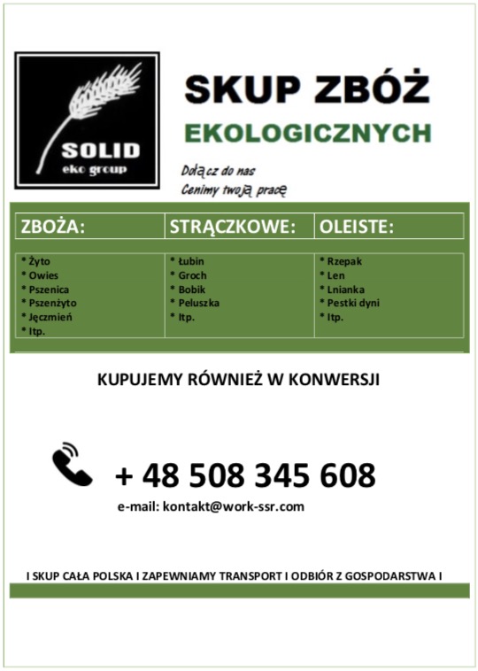 SKUP ŻYTA EKOLOGICZNEGO